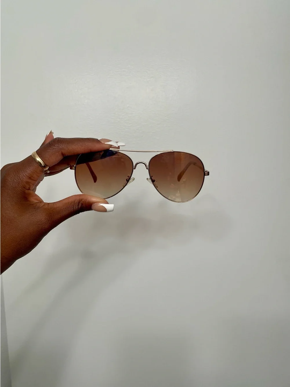 Express Gold Frame Brown Gradient Lens Women's Aviator Sunglasses